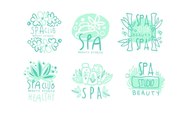 Set vettoriale Spa Club Labels o Logos Design — Vettoriale Stock