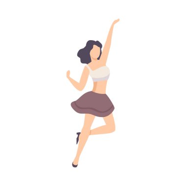 Genç Güzel Kadın Parti Vektörü Resimlerinde Etkileyici Dans Ediyor