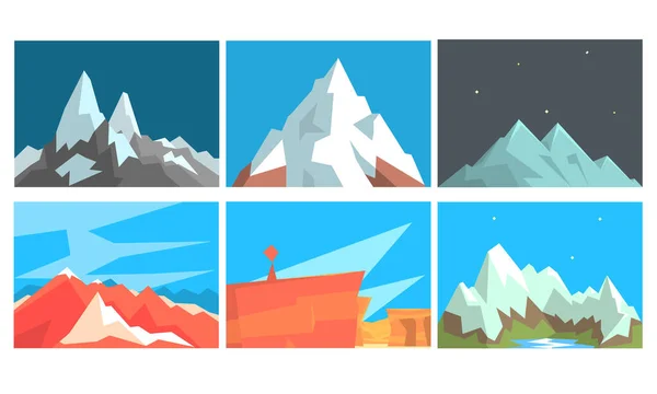 Jeu de cartes avec paysages de montagne. Illustration vectorielle . — Image vectorielle