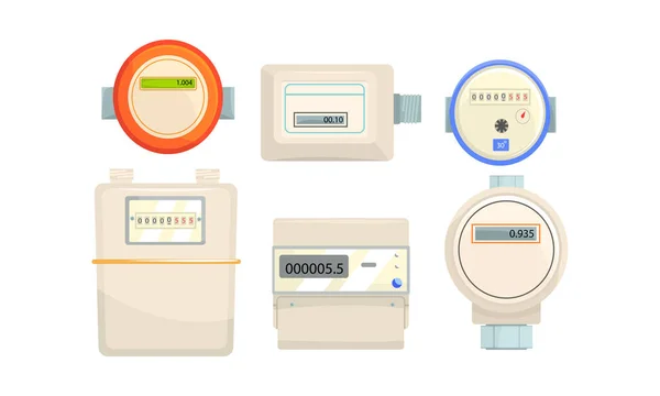 Household Electric Meter Box to Monitor the Flow of Electricity Vector Set — Stock Vector