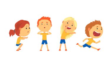 Children Doing Sport Activities Vector Illustrations Set vector Children Doing Sport Activities Vector Illustrations Set vector