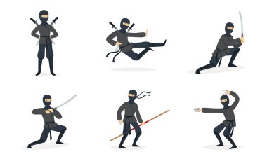 Ninja numaralar gösterir. Vektör çizimleri kümesi.