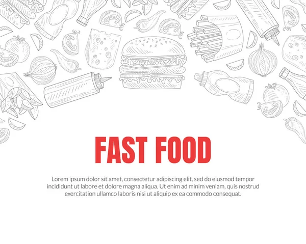 Ręcznie rysowane Fast Food Restauracja Szablon karty wektorowej — Wektor stockowy