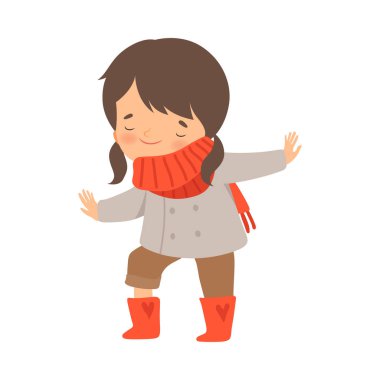 Küçük Kız Vektör İllüzyonunu Giydiriyor