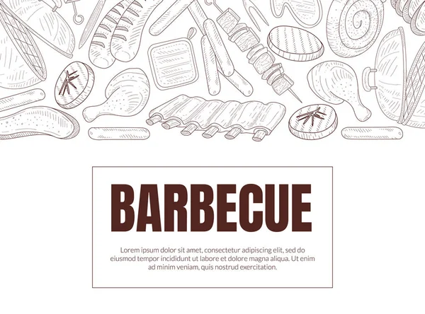 手绘Barbecue符号卡片向量设计 — 图库矢量图片