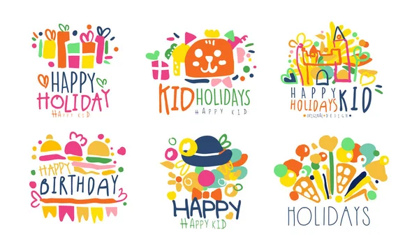 Logos for the holiday. Set of vector illustrations. — Stock Vector