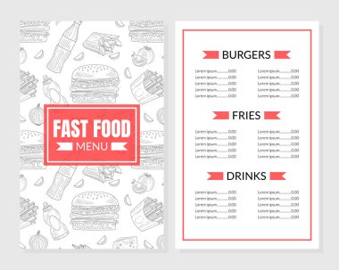 El çizimi Grafikli Burger Menü Şablonu Tasarımı