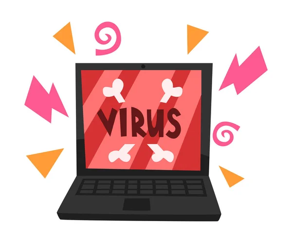 Virus Aanvallen van de Laptop Vector Illustrated Concept — Stockvector