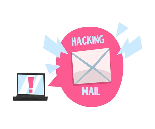 Mail Hacking On the Laptop Vector Illustrated Concept — Stock Vector