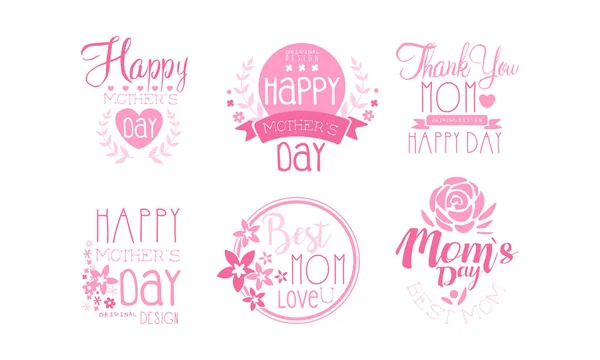 Anneler Günü Kutlama Labelleri ve Logo Vektör Kümesi — Stok Vektör