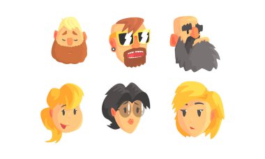 İnsanlar Görseller Vektör Kümesi. Sosyal Görünümle Yüzleş