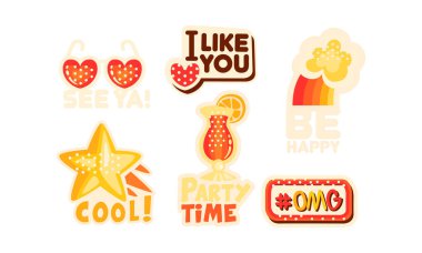 Beyaz Arkaplan Vektörü Ayarında Sosyal Ağ Yapıştırıcıları İzole Edildi