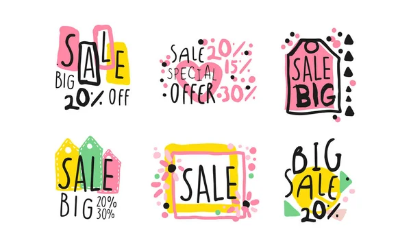 Sale Labels and Badges Design Vector Set — Stock Vector