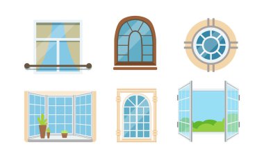 Windows vektör kümesinin farklı türleri. Cam Dış Element Koleksiyonu