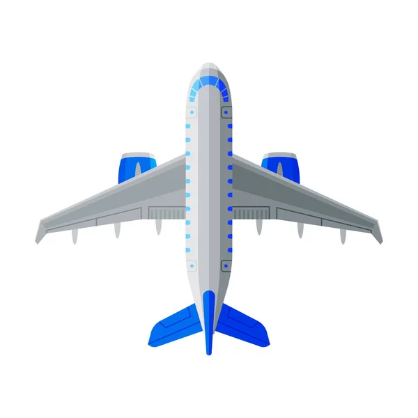 空飛ぶ飛行機,白と青の飛行機,上からの眺め,航空輸送ベクトルイラスト — ストックベクタ