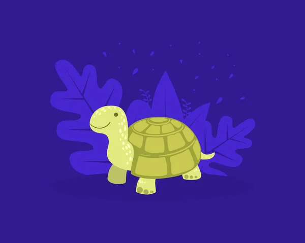 Cute Turtle, Cheerful Tortoise Reptile Animal Cartoon Vector illustration — Stock Vector