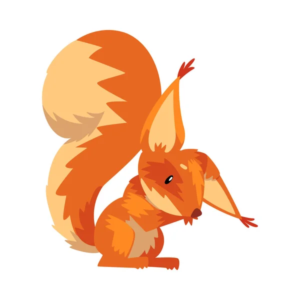 Esquilo engraçado bonito, Little Orange Rodent Animal Cartoon Character Vector ilustração — Vetor de Stock