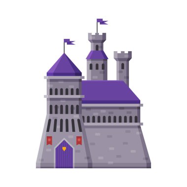 Ortaçağ Kalesi, Kuleli Peri Masalı Şatosu, Antik Güçlendirilmiş Saray Dış Vektör İllüzyonu