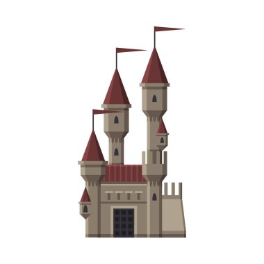 Ortaçağ Şatosu, Kuleli Peri Masalı Kalesi, Eski Taş Güçlendirilmiş Saray Vekil İllüstrasyonu