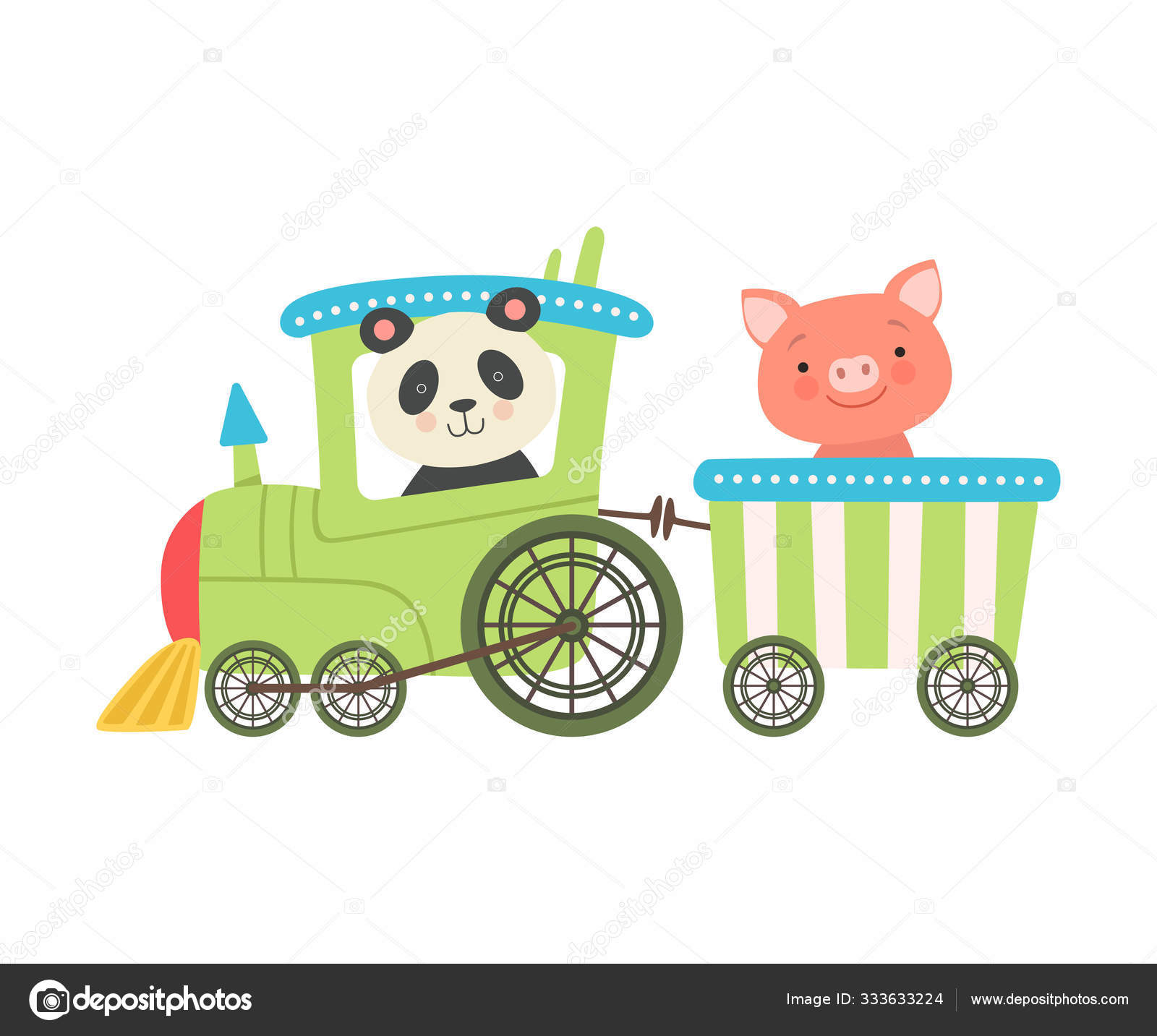 陽気な赤い頬のパンダと豚の運転おもちゃの列車ベクトルイラスト ストックベクター C Topvectors 陽気な赤い頬のパンダと豚の運転おもちゃの列車ベクトルイラスト ストックベクター C Topvectors