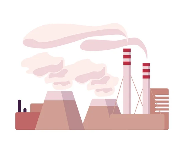 Environmental Pollution and Its Source Vector Illustration. Air Pollution Because of Smoke from Plant Emission — Stock Vector