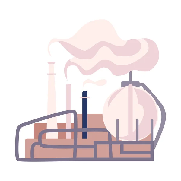 Milieuverontreiniging en de bronvectorillustratie. Luchtverontreiniging door rook afkomstig van de emissie van planten — Stockvector