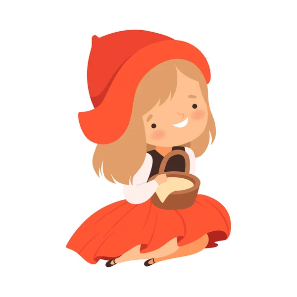 Little Red Riding Hood Character from Fairy Tale Vector Illustration — Stock Vector