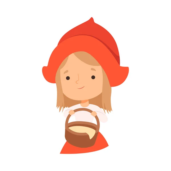 Little Red Riding Hood Character from Fairy Tale Vector Illustration — Stock Vector
