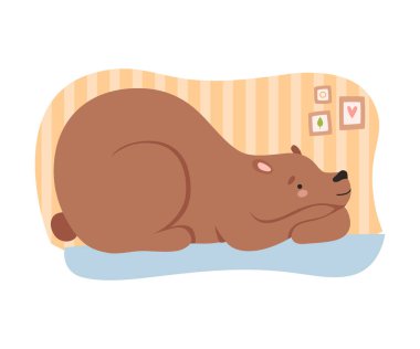 Bear Resting in Its Tree Hollow Vector Illustration clipart
