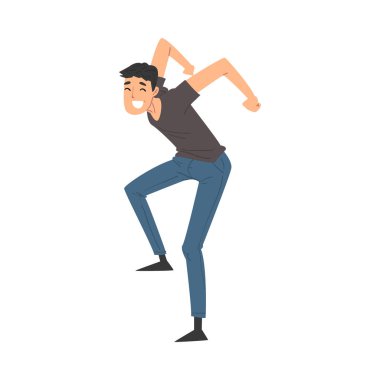 Mutlu Gülümseyen Genç Adam Zaferi ve Zaferi Kutluyor