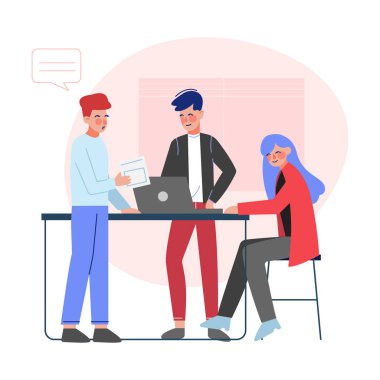 İş Meslektaşları Birlikte Çalışıyor, Ofis Karakterleri Birlikte Çalışan Alan Vektörü Resimlerinde Buluşma ve İletişim