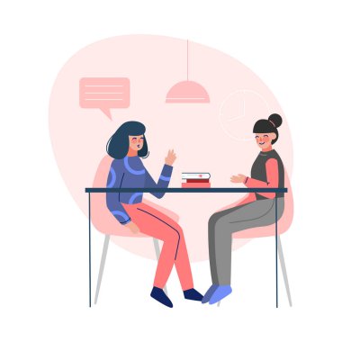 İş Meslektaşları, Çalışanların Karakterleri Ofis Alanında Eşitlenmiş İşyeri Vektör Resimleriyle Görüşme ve Fikir Değiştirme