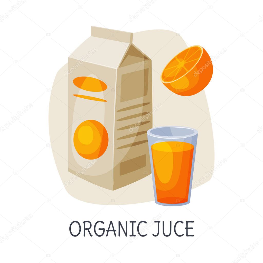 Healthy Food for Brain, Organic Juice, Hatural Fruit Drink Vector Illustration