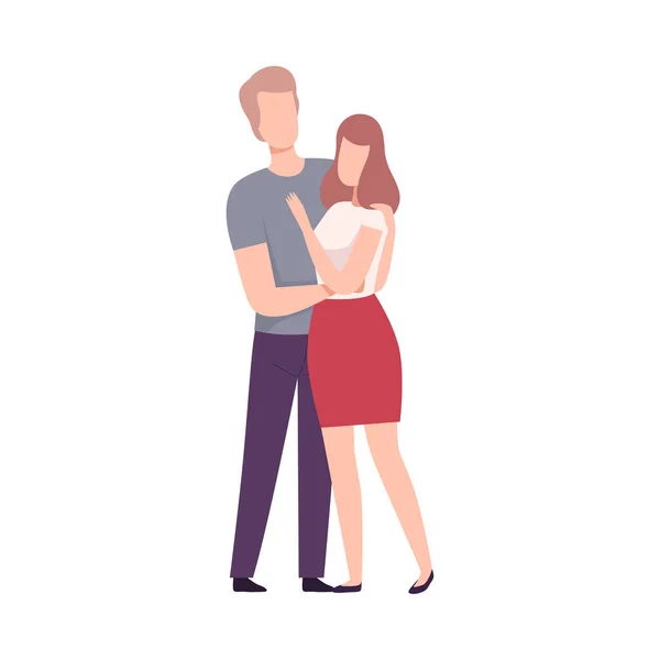 Celebrità coppia in posa per fotografi, felice giovane uomo e donna abbracciare piatto vettoriale illustrazione — Vettoriale Stock