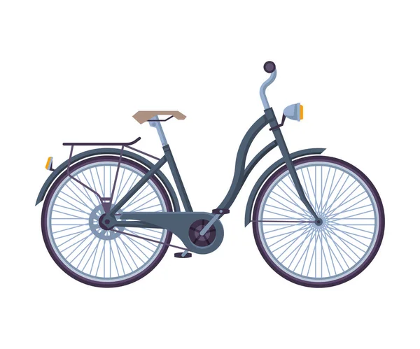 Retro rower, ekologiczny transport sportowy, widok z boku płaski wektor Ilustracja — Wektor stockowy