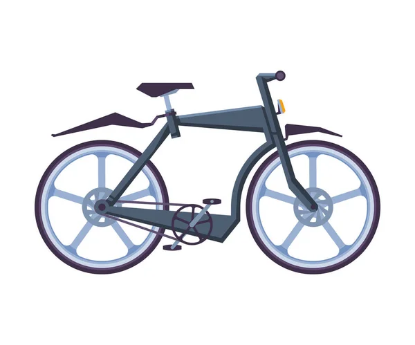 Moderm rower, ekologiczny transport sportowy, czarny rower, widok z boku płaski wektor ilustracji — Wektor stockowy