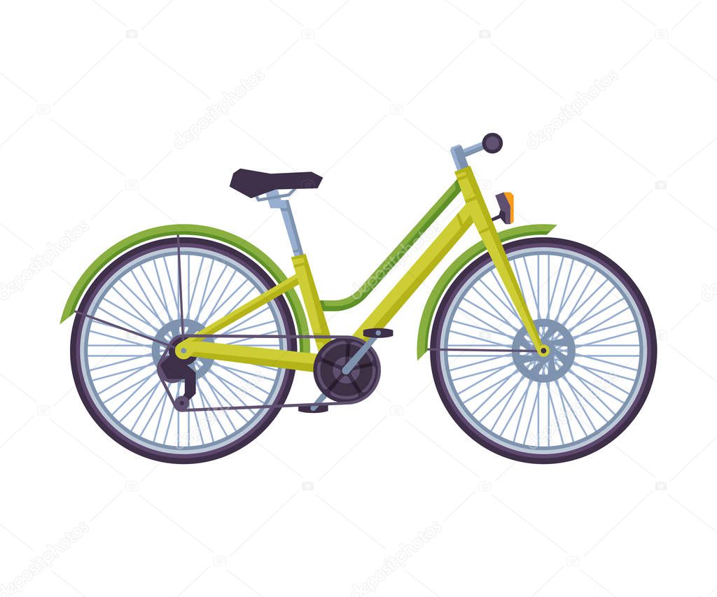 Dutch Bicycle, Ecological Sport Transport,Classic Bike Side View Flat Vector Illustration