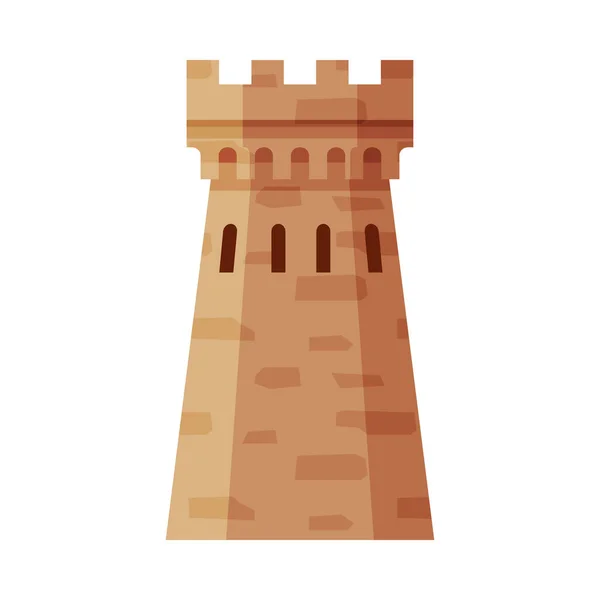 Torre medieval Donjon, parte de la antigua fortaleza o castillo Vector Ilustración — Vector de stock