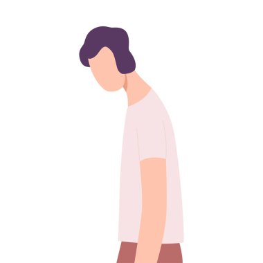 Lonely and Sad Young Man, Frustrated Guy Character Flat Vector Illustration