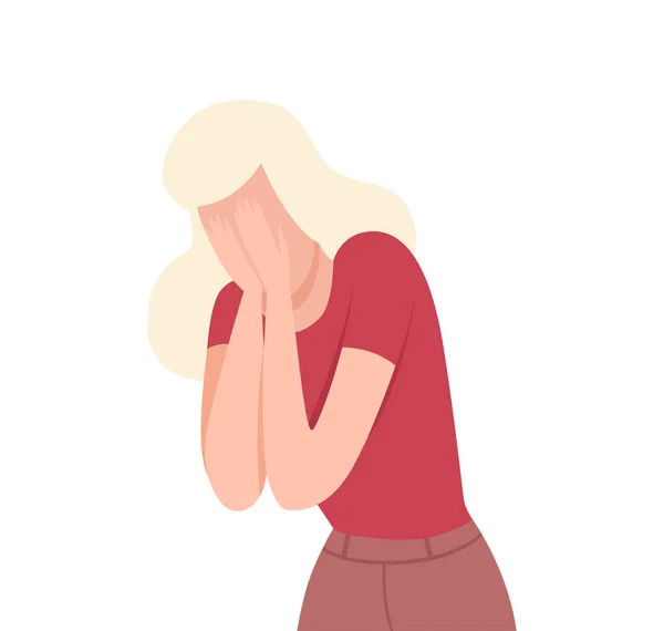 Frustrated Crying Young Woman, Lonely and Sad Girl Character Flat Vector Illustration — Stockvektor