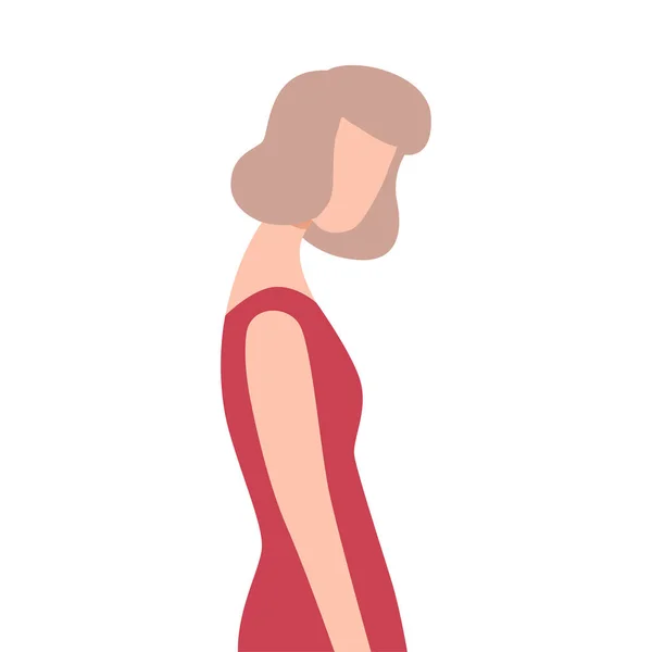 Frustrated Young Woman in Red Dress, Lonely and Sad Girl Character Flat Vector Illustration — Stock Vector