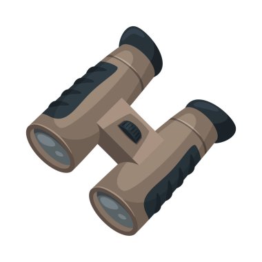 Dürbün Khaki Optik Aygıt, Odaklama, Gözetleme, Arama, Ekipman Vektörü İllüstrasyonu
