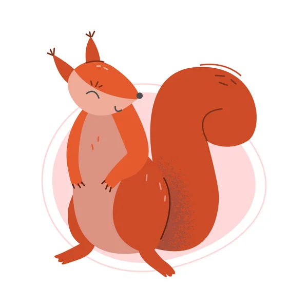 Schattige eekhoorn dier zitten geïsoleerd op witte achtergrond vector illustratie — Stockvector
