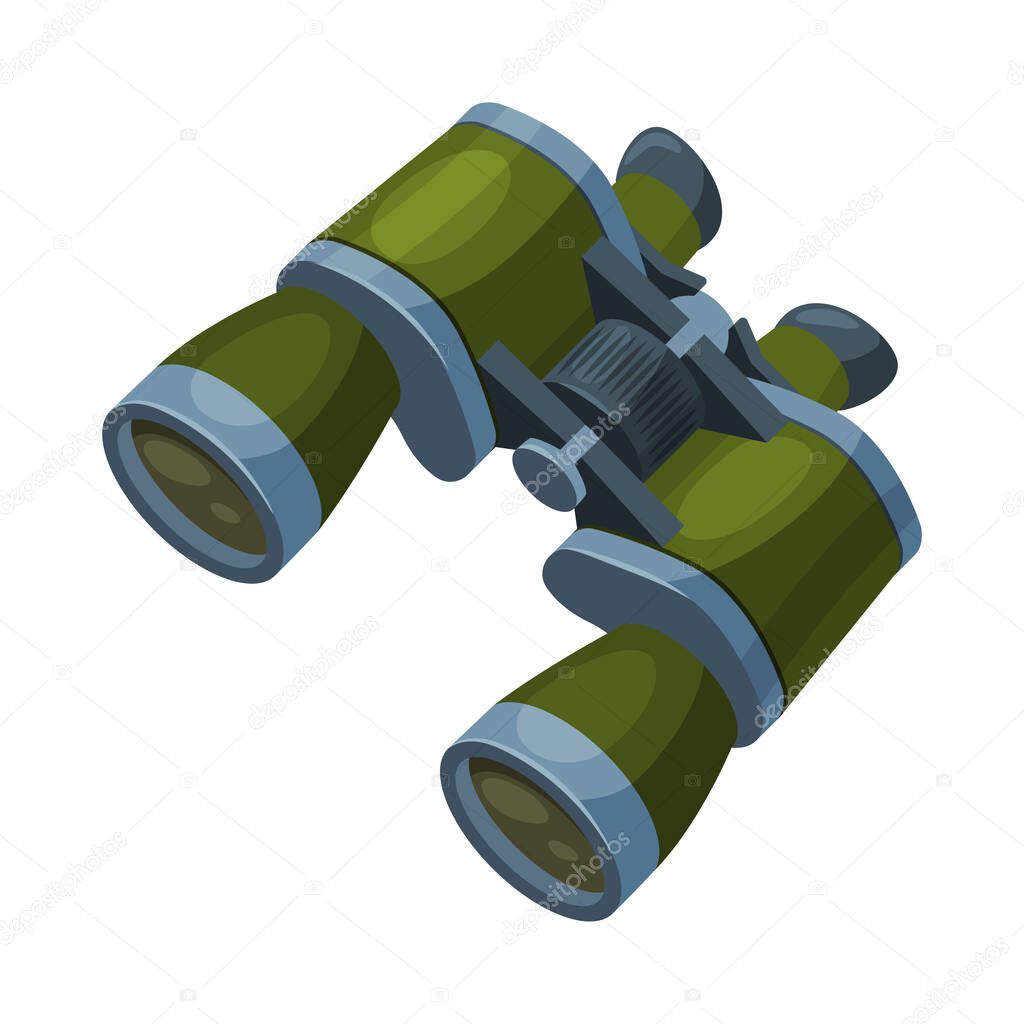 Military Binoculars, Optical Device, Focus, Spying, Searching Equipment Vector Illustration