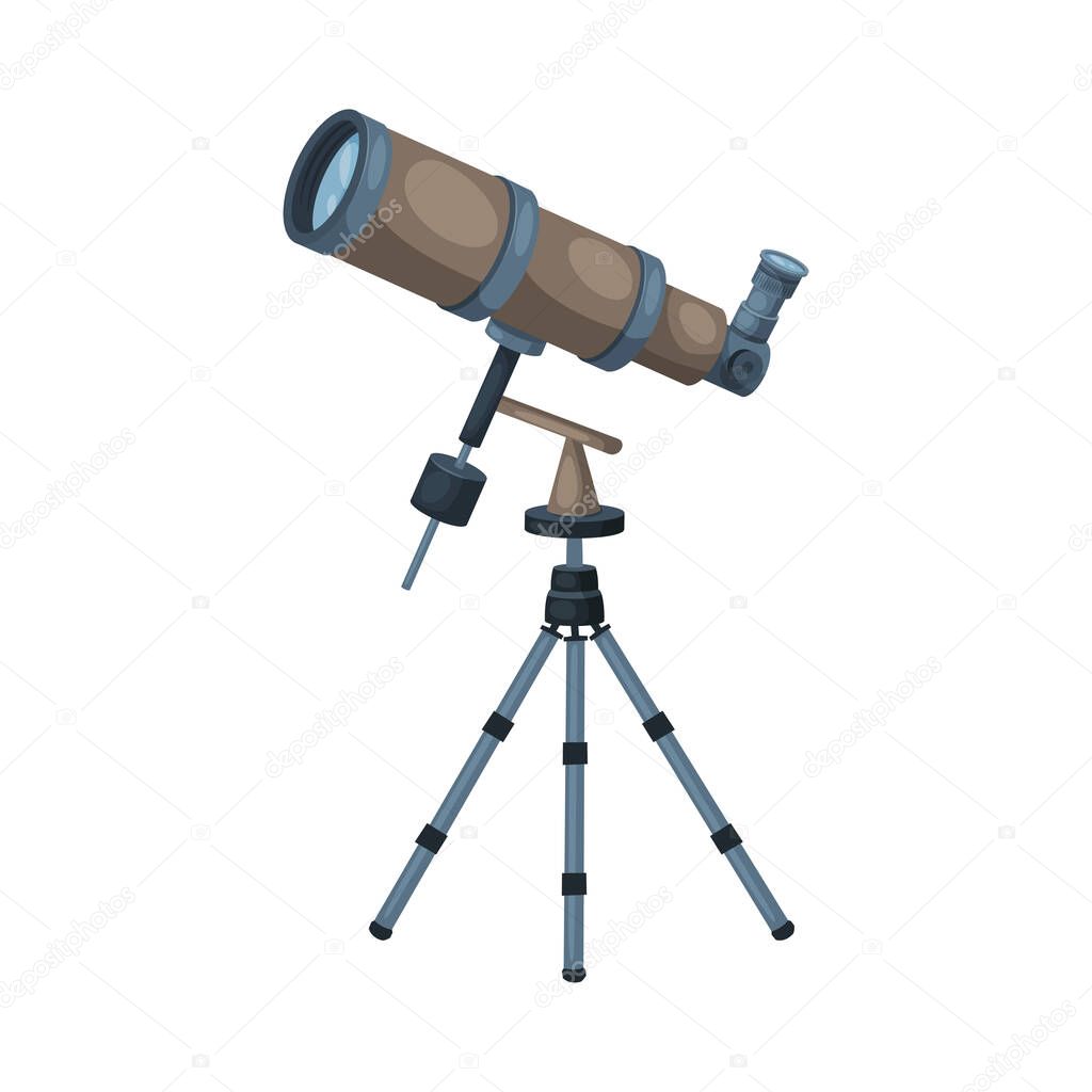 Telescope Optical Device, Astronomy Science Magnifying Equipment Vector Illustration