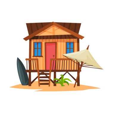 Tropikal Deniz kıyısındaki sahil bungalovu, Yaz Denizi Tatil Tahta Kulübe Resimleri