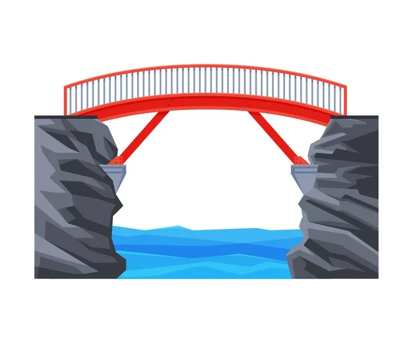 Puente peatonal moderno, elemento de diseño arquitectónico, construcción de puentes Vector plano Ilustración — Vector de stock
