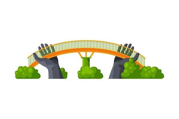 Puente moderno, elemento de diseño arquitectónico de la ciudad Ilustración vectorial plana — Vector de stock