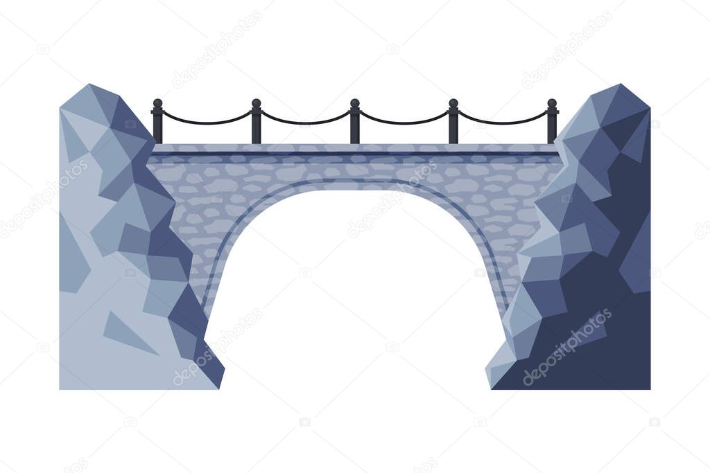 Vintage Stone Bridge, Architectural Design Element Flat Vector Illustration