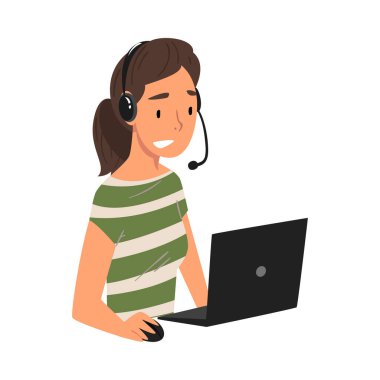 Kadın Çağrı Merkezi Operatörü, Kulaklık, Yardım Masası, Çevrimiçi Teknik Destek Vektörü İllüstrasyonu Müşteri Destek Hizmeti Yardımcısı